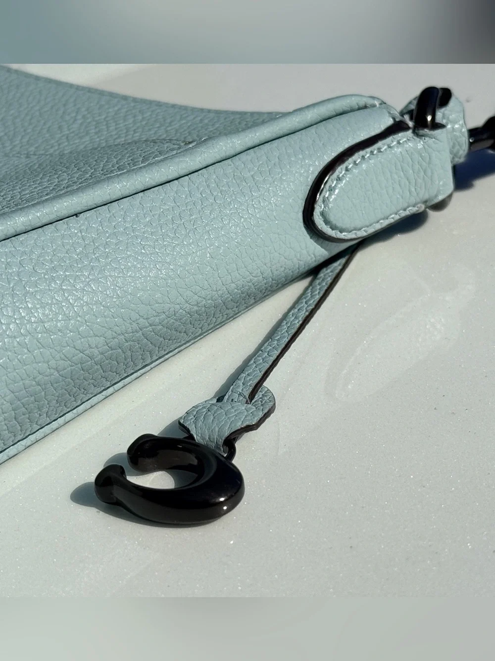 Coach Light Blue Pebble Leather Shoulder Bag